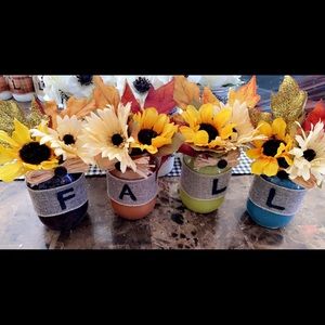 4 piece FALL mason jar secor with floral